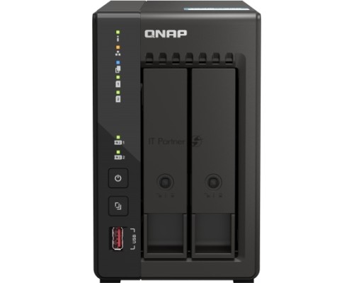 SMB QNAP TS-253E-8G NAS, 2-tray w/o HDD. 2xHDMI-port. 4-core Celeron J6412 2-2.6 GHz, 8GB DDR,  2x2.5Gb LAN, 2 x M.2 2280 PCIe Gen 3 x2, 2x USB 3.2 Gen 2 (10Gbps) Port, 2x USB 2.0 port