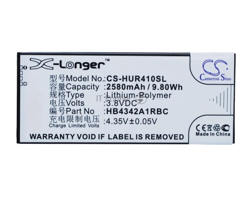 Аккумулятор CameronSino CS-HUR410SL HB4342A1RBC для Huawei Ascend Y5 2, Honor 5 3.8V / 2580mAh / 9.80Wh Аккумулятор CameronSino CS-HUR410SL HB4342A1RBC для Huawei Ascend Y5 2, Honor 5 3.8V / 2580mAh / 9.80Wh