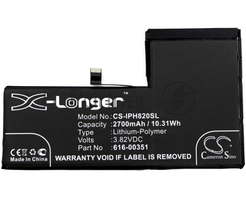 Аккумулятор CameronSino CS-IPH820SL для iPhone X 3.82V / 2700mAh / 10.31Wh Аккумулятор CameronSino CS-IPH820SL для iPhone X 3.82V / 2700mAh / 10.31Wh