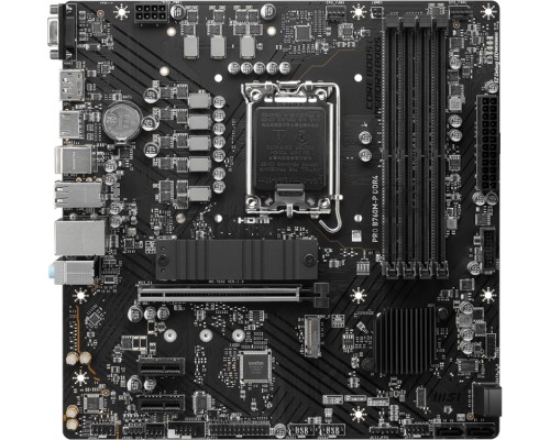 Материнская плата MSI PRO B760M-P DDR4, LGA 1700, Intel B760, 4xDDR4, 4xSATA, 2xM.2, 1xPCI-E 4.0 x16, 2xPCI-E 3.0 x1, 1xHDMI, 1xDP, 1xVGA, 1x1Gb LAN, 4xUSB-A 2.0, 1xUSB-A 3.2 Gen 1, 1xUSB-C 3.2 Gen 2, 3x3.5 мм, 7.1, Micro-ATX