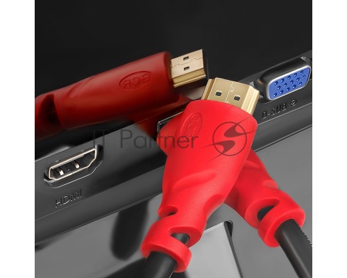 Кабель GCR 5.0m HDMI версия 1.4, черный, красные коннекторы, OD7.3mm, 30/30 AWG, позолоченные контакты, Ethernet 10.2 Гбит/с, 3D, 4K GCR-HM350-5.0m, экран Кабель GCR 5.0m HDMI версия 1.4, черный, красные коннекторы, OD7.3mm, 30/30 AWG, позолоченные контакты, Ethernet 10.2 Гбит/с, 3D, 4K GCR-HM350-5.0m, экран