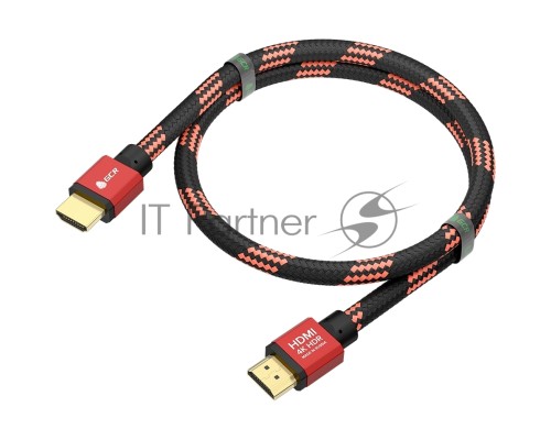 Кабель PROF 1.0m HDMI 2.0, BICOLOR ECO Soft капрон, AL корпус красный, HDR 4:2:2, Ultra HD, 4K 60 fps 60Hz/5K*30Hz, 3D, AUDIO, 18.0 Гбит/с, 28AWG, GCR-54506