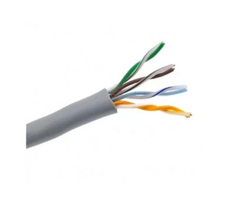 [Неэкранированная витая пара (бухты)] Rexant (01-0043-50) Кабель витая пара U/UTP, CAT 5e, PVC, 4PR, 24AWG, INDOOR, SOLID, серый, 50м,