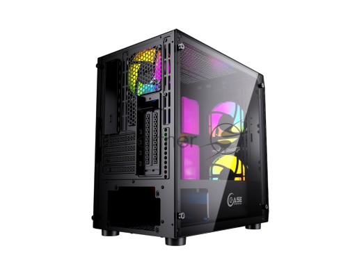 Корпус Powercase Mistral Micro H3B V2, Tempered Glass, 2x 140mm + 1х 120mm 5-color fan, черный, mATX  (CMIH3BV2-L3)