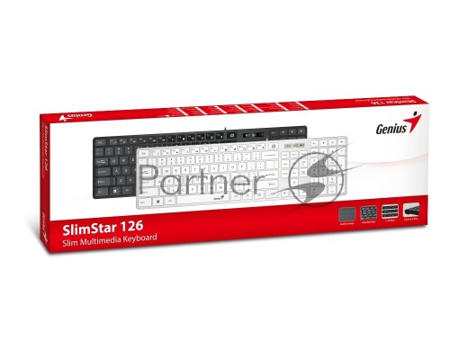 Клавиатура Genius SlimStar 126 wired keyboard  white color (12 Multimedia Function Keys and 4 dedicated Hotkeys for Quick Commands, Ultra-Slim Keycaps)