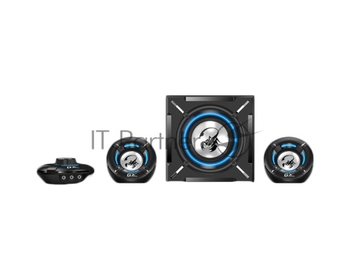 Компьютерные игровые колонки Genius SW-G2.1 1000, 100-240В,26Вт (Сабвуфер: 16Вт, Сателлиты: 5Втx2), мощные басы, синяя подстветка, блок управления громкос