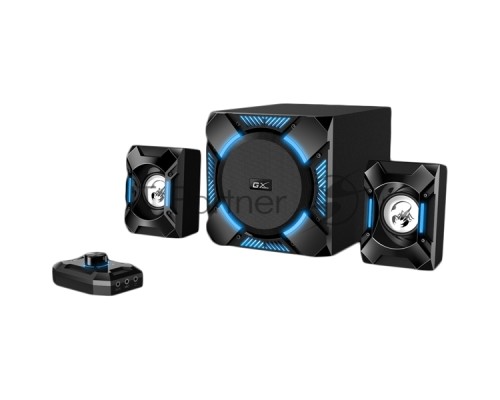 Компьютерные игровые колонки Genius SW-G2.1 1200, 100-240В,36Вт (Сабвуфер: 24Вт, Сателлиты: 6Втx2), мощные басы, синяя подстветка, блок управления, разъем