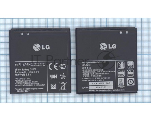 Аккумуляторная батарея BL-49PH, для LG F120 1700mAh 3,7V