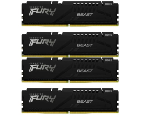 [Модуль памяти] Память оперативная/ Kingston 128GB 5600MT/s DDR5 CL40 DIMM (Kit of 4) FURY Beast Black XMP