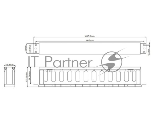Кабельный органайзер Hyperline CM-1U-D75-PL-COV 1U шир.:19