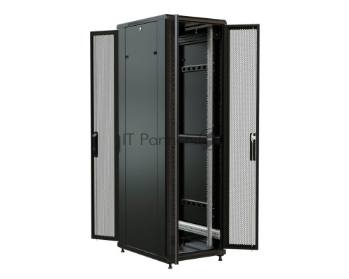 Шкаф серверный WRline (WR-TT-2268-DD-RAL9004) напольный 22U 600x800мм пер.дв.перфор.2ств. задн.дв.перфор.2-хст. 2 бок.пан. 800кг черный 710мм 1166мм IP20 сталь