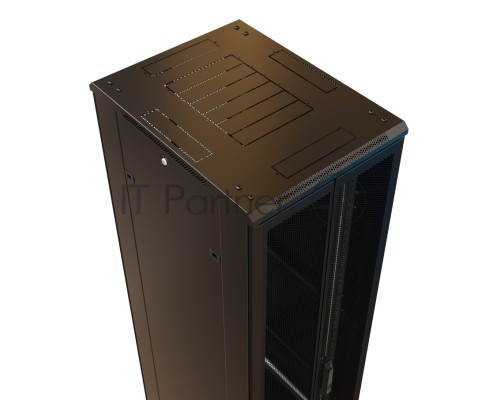 Шкаф серверный WRline (WR-TT-2268-DD-RAL9004) напольный 22U 600x800мм пер.дв.перфор.2ств. задн.дв.перфор.2-хст. 2 бок.пан. 800кг черный 710мм 1166мм IP20 сталь