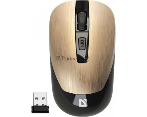 Мышь беспроводная Defender Wave MM-995, оптическая, беспроводная, USB, золотистый 52994