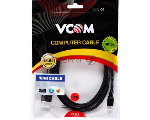 Кабель HDMI-19M --MicroHDMI-19M ver 2.0 1.8m VCOM <CG587-1.8M>