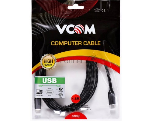 Кабель USB3.2 Gen2X2, CM->CM, 20Gbs, 100WT, 4KX60Hz, All shell, 1.8m  VCOM <CU420M-1.8M>