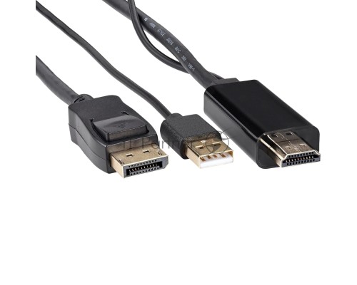 Кабель-переходник HDMI(M) +USB---> DP(M)  4K*60Hz 1.8M, VCOM