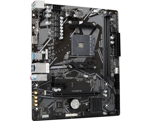 Материнская плата GIGABYTE A520M K V2, AM4, AMD A520, 2xDDR4, 4xSATA, 1xM.2, 1xPCI-E 3.0 x16, 1xHDMI, 1xVGA, 1x 1Gb LAN, 2xUSB-A 2.0, 4xUSB 3.2 Gen 1, 3x3.5 мм, 7.1, Micro-ATX