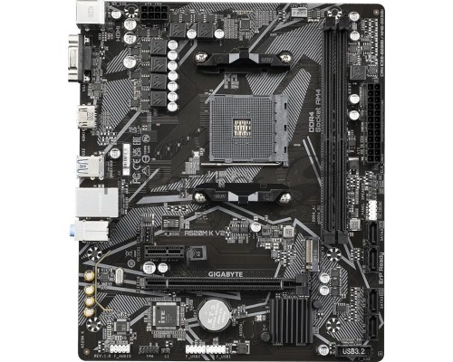 Материнская плата GIGABYTE A520M K V2, AM4, AMD A520, 2xDDR4, 4xSATA, 1xM.2, 1xPCI-E 3.0 x16, 1xHDMI, 1xVGA, 1x 1Gb LAN, 2xUSB-A 2.0, 4xUSB 3.2 Gen 1, 3x3.5 мм, 7.1, Micro-ATX