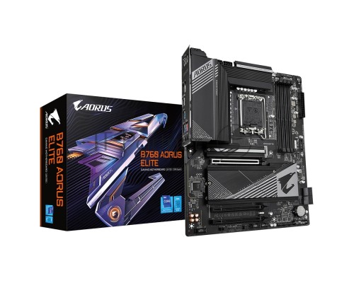 Материнская плата GIGABYTE B760 AORUS ELITE, LGA 1700, Intel B760, 4xDDR5, 4xSATA, 3xM.2, 1xPCI-E 4.0 x16, 2xPCI-E 3.0 x1, 1xHDMI, 1xDP, 1x 2.5Gb LAN, 1xUSB 3.2 Gen 2, 4xUSB 3.2 Gen 1, 4xUSB 2.0, 2x3.5 мм, 7.1, Standard-ATX