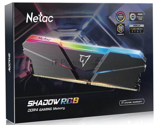 Оперативная память Netac Shadow RGB 32GB (16GBx2) DDR4-3600 (PC4-28800) C18 Grey 18-22-22-42 1.35V XMP Dual DIMM Kit