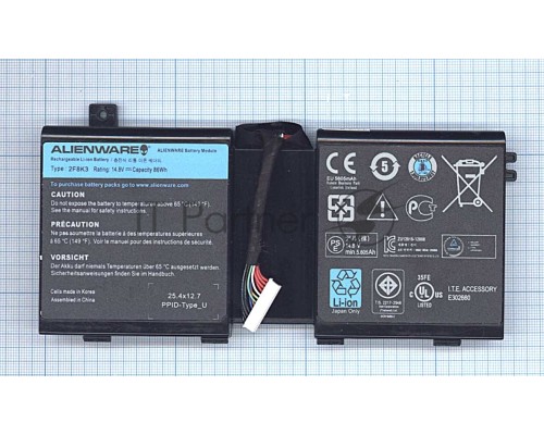 Аккумуляторная батарея для ноутбука Dell Alienware M17x R5 14.8V 86Wh 2F8K3 черный