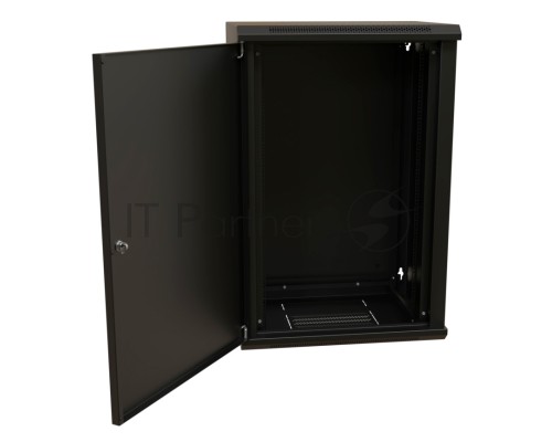 Шкаф коммутационный WRline (WR-TW-1866-SR-RAL9004) настенный 18U 600x600мм пер.дв.металл 2 бок.пан. 60кг черный 520мм 908мм IP20 сталь