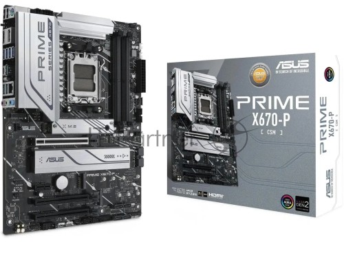 Материнская плата ASUS PRIME X670-P-CSM, AM5, AMD X670, 4xDDR5, 6xSATA, 3xM.2, 1xPCI-E 4.0 x16, 2xPCI-E 4.0 x4, 1xPCI-E x1, 1xHDMI, 1xDisplayPort, 1x 2.5Gb LAN, 2xUSB-A 3.2 Gen 2, 3xUSB-A 3.2 Gen 1, 1xUSB-C 3.2 Gen 2x2, 3x3.5 мм, 7.1, ATX
