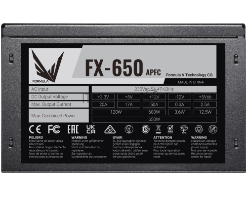 Блок питания Formula ATX 650W FX-650 (24+4+4pin) APFC 120mm fan 5xSATA RTL (аналог Aerocool ECO-650W)