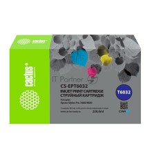 Картридж струйный Cactus CS-EPT6032 T6032 голубой (220мл) для Epson Stylus PRO 7880/9880