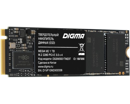Накопитель SSD Digma PCI-E 3.0 x4 1Tb DGSM3001TM23T MEGA M2 M.2 2280