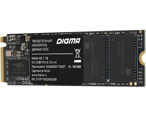 Накопитель SSD Digma PCI-E 3.0 x4 1Tb DGSM3001TM23T MEGA M2 M.2 2280