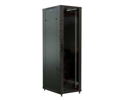 Шкаф серверный WRline (WR-TT-4268-AS-RAL9004) напольный 42U 600x800мм пер.дв.стекл задн.дв.стал.лист 2 бок.пан. 800кг черный 710мм 2055мм IP20 сталь