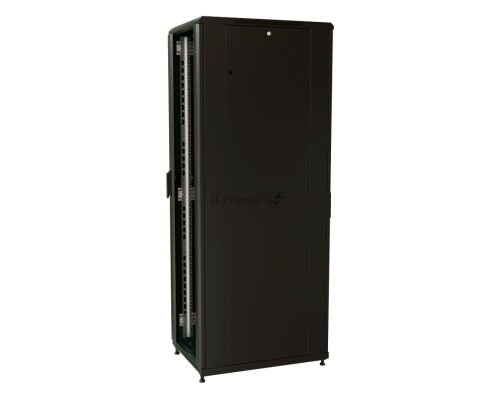 Шкаф серверный WRline (WR-TT-4268-AS-RAL9004) напольный 42U 600x800мм пер.дв.стекл задн.дв.стал.лист 2 бок.пан. 800кг черный 710мм 2055мм IP20 сталь