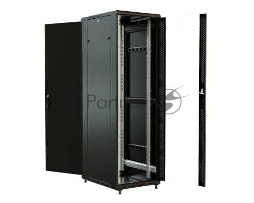 Шкаф серверный WRline (WR-TT-4268-AS-RAL9004) напольный 42U 600x800мм пер.дв.стекл задн.дв.стал.лист 2 бок.пан. 800кг черный 710мм 2055мм IP20 сталь