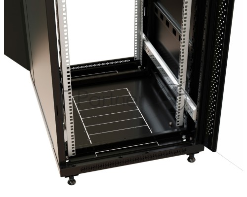 Шкаф серверный WRline (WR-TT-4268-AS-RAL9004) напольный 42U 600x800мм пер.дв.стекл задн.дв.стал.лист 2 бок.пан. 800кг черный 710мм 2055мм IP20 сталь