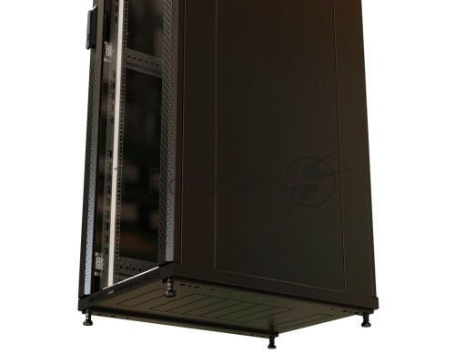 Шкаф серверный WRline (WR-TT-4768-AS-RAL9004) напольный 47U 600x800мм пер.дв.стекл задн.дв.стал.лист 2 бок.пан. 800кг черный 710мм 2277мм IP20 сталь