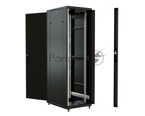 Шкаф серверный WRline (WR-TT-4768-AS-RAL9004) напольный 47U 600x800мм пер.дв.стекл задн.дв.стал.лист 2 бок.пан. 800кг черный 710мм 2277мм IP20 сталь