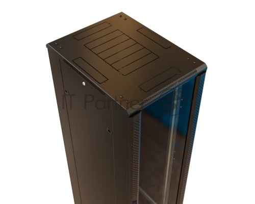 Шкаф серверный WRline (WR-TT-4768-AS-RAL9004) напольный 47U 600x800мм пер.дв.стекл задн.дв.стал.лист 2 бок.пан. 800кг черный 710мм 2277мм IP20 сталь