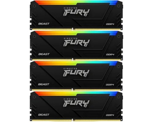 [Модуль памяти] Память оперативная/ Kingston 32GB 2666MT/s DDR4 CL16 DIMM (Kit of 4) FURY Beast RGB