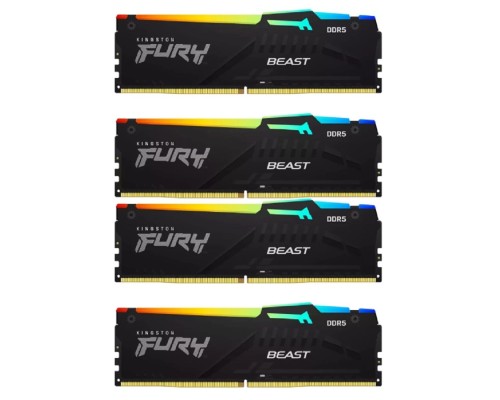[Модуль памяти] Память оперативная/ Kingston 128GB 5200MT/s DDR5 CL40 DIMM (Kit of 4) FURY Beast RGB XMP