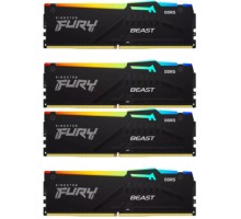 Kingston 64GB 5200MT/s DDR5 CL40 DIMM (Kit of 4) FURY Beast RGB XMP KF552C40BBAK4-64