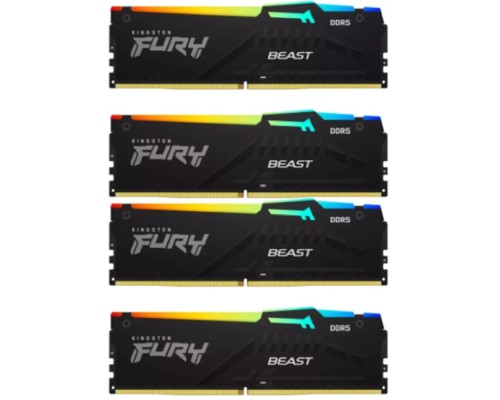 [Модуль памяти] Kingston 64GB 5200MT/s DDR5 CL40 DIMM (Kit of 4) FURY Beast RGB XMP KF552C40BBAK4-64