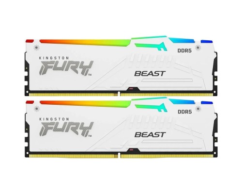 [Модуль памяти] Kingston 32GB 5200MT/s DDR5 CL40 DIMM (Kit of 2) FURY Beast White RGB XMP KF552C40BWAK2-32