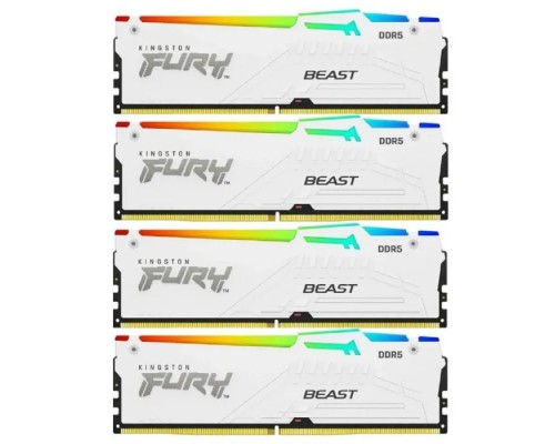 [Модуль памяти] Kingston 64GB 5200MT/s DDR5 CL40 DIMM (Kit of 4) FURY Beast White RGB XMP KF552C40BWAK4-64