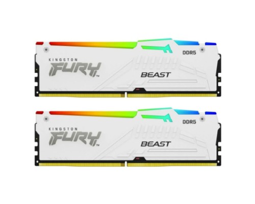 [Модуль памяти] Kingston 32GB 5600MT/s DDR5 CL40 DIMM (Kit of 2) FURY Beast White RGB XMP KF556C40BWAK2-32