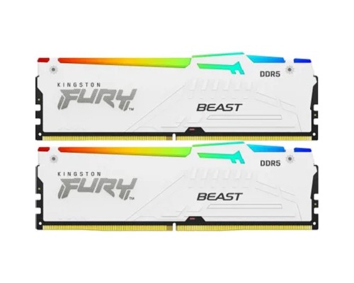 [Модуль памяти] Kingston 64GB 5600MT/s DDR5 CL40 DIMM (Kit of 2) FURY Beast White RGB XMP KF556C40BWAK2-64