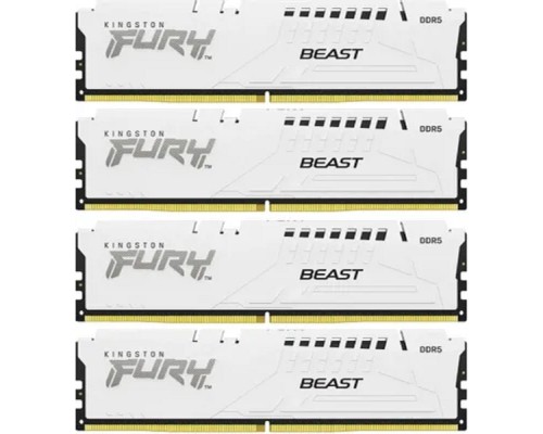 [Модуль памяти] Память оперативная/ Kingston 64GB 6000MT/s DDR5 CL40 DIMM (Kit of 4) FURY Beast White XMP