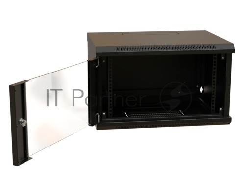 Шкаф коммутационный WRline (WR-TW-0966-GP-RAL9004) настенный 9U 600x600мм пер.дв.стекл 2 бок.пан. 60кг черный 520мм 500мм IP20 сталь