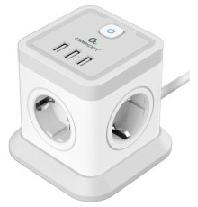 Cablexpert Сетевой фильтр Tower TWR-4-U3-W-3 (4р, 10А, 3xUSB, 3.1А, 3м, ур.защиты 2+) белый, коробка {22558}