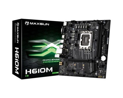 [Материнская плата] MAXSUN MS-Challenger H610M (Socket 1700, mATX, 2*DDR4, VGA/HDMI/DP, 3*SATA3, 1*M.2, 1*PCIEx16/1*PCIEx1, 4*USB2.0, 2*USB 3.2 Gen1, LAN 1*1G, RTL)